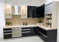 Image result for Modern Black Kitchen Cabinets
