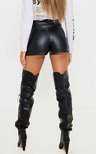 Image result for Black Faux Leather Shorts