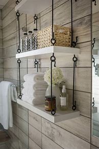 Image result for DIY Hanging Shelves Bathroom