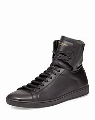 Image result for Men's Black Leather High Top Sneakers