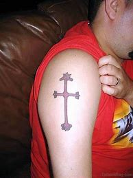 Image result for Cross Tattoo On Shoulder