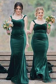 Image result for Green Velvet Bridesmaid Dresses