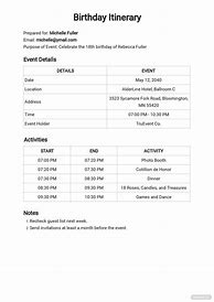 Image result for Event Itinerary Examples