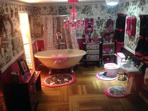 The bathroom American girl dollhouse lit up   American girl doll house  
