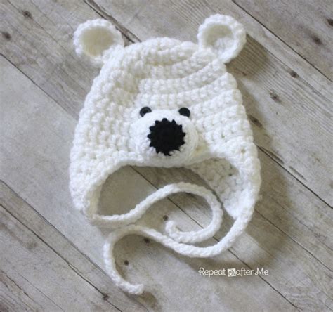 Crochet Polar Bear Hat Pattern   Repeat Crafter Me