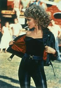 Image result for Olivia Newton John in Black Leather Outfit