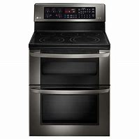 Image result for Black Stainless Double Oven Electric Range