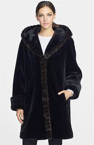 Image result for Brown Faux Fur Hooded Coat