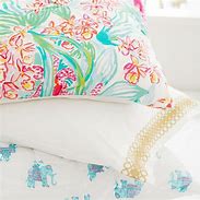 Image result for Lilly Pulitzer Organic Orchid Border Duvet Cover, Twin/Twin XL, Multi - Green - Bedding - Duvet Covers + Cases - Pottery Barn Teen