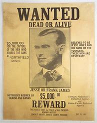 Image result for Jesse James Wanted Poster Real