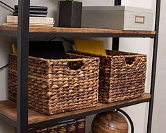 Image result for Wicker Storage Baskets for Shelves