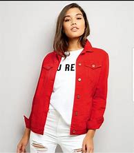 Image result for Red Denim Jean Jacket for Women