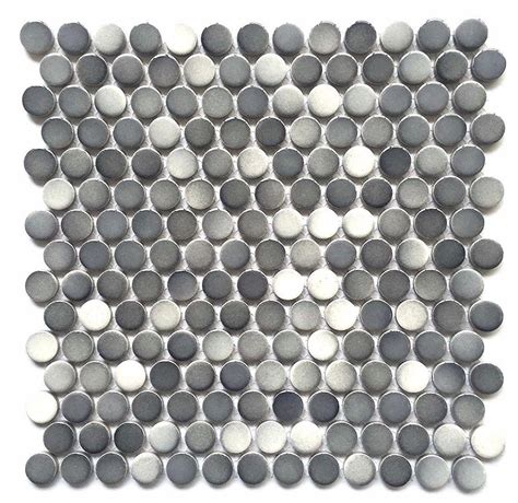 3/4 x 3/4 Penny Round Multi Gray Porcelain Mosaic Wall and Floor Tile