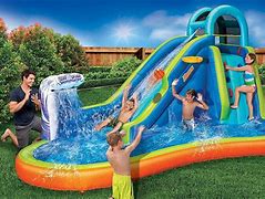 Image result for Inflatable Pool with Slide and Spray Gun