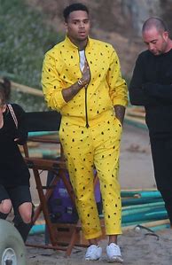 Image result for Chris Brown Wearing Yellow Suit