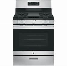Image result for 30 in. 6.7 Cu. Ft. Slide-In Double Oven Gas Range With Steam-Cleaning Oven In Stainless Steel, Silver