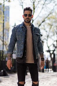 Image result for Black Jeans and Denim Jacket Outfit