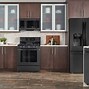 Image result for Grey Cabinets with Black Stainless Steel Appliances