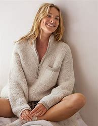 Image result for Sherpa Sweater Grey Women Zip Up