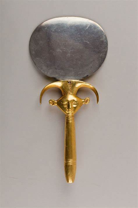 Mirror with Handle in the Form of a Hathor Emblem. [1333x2000 ...