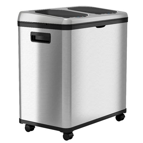 iTouchless 2 Compartment Recycle Touchless Trashcan 16 gal. Stainless  