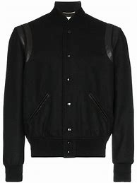 Image result for Saint Laurent Black Wool Varsity Jacket