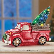 Image result for Red Truck with Christmas Tree