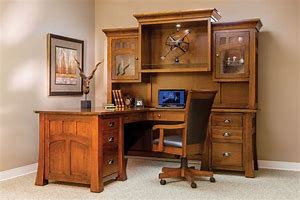Image result for Wooden Corner Computer Desk with Hutch