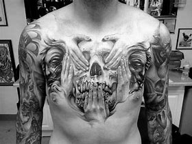 Image result for Skull Tattoos across the Chest