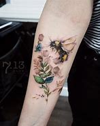 Image result for Honey Bee Tattoo with Flowers