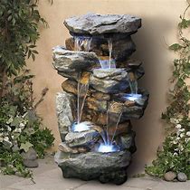 Image result for Lighted Outdoor Waterfall Fountains