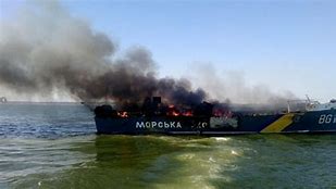 Image result for Russian supply ship suck by Ukrainians