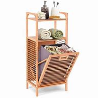 Image result for Bamboo Laundry Shelf with Basket