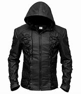 Image result for Hooded Leather Jacket Men Black