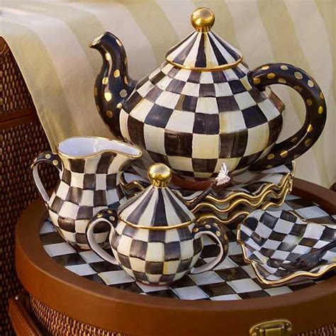 MacKenzie Childs   Courtly Check Teapot