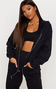 Image result for women's black zip hoodie