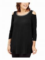 Image result for Bar III Womens Embellished Illusion Pullover Blouse, Black, X-Small