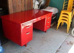 Image result for Red Metal Desk
