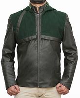 Image result for Green Arrow Leather Jacket with Hood