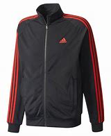 Image result for Black Adidas Jacket with Blue Stripes
