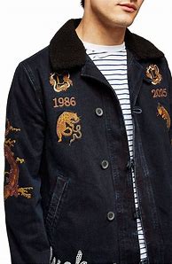 Image result for Mens Embroidered Denim Jacket