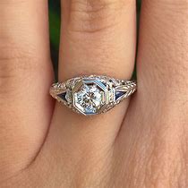 Image result for White Gold Sapphire and Diamond Ring Vintage