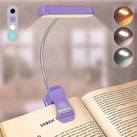 Image result for Glocusent Rechargeable Clip-On Reading Light For Books In Bed, Amber LED Book Light With Blue Light Blocking, 3 Color Modes & 5 Brightness Dimmable, L