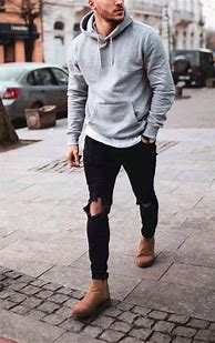 Image result for grey hoodie outfit men