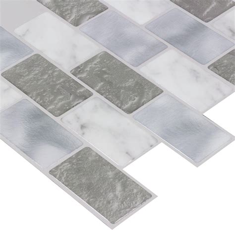 Brick Grey White Vinyl Peel and Stick Mosaic Tile MTO0408