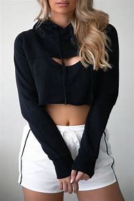 Image result for Cut Out Crop Top Hoodie