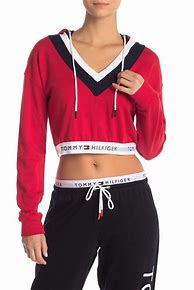 Image result for Cropped Tommy Hilfiger Hoodie Red and Blue