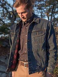 Image result for Men's Wrangler® Flannel-Lined Denim Jacket, Denim L