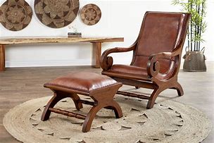 Image result for Leather Wood Chairs