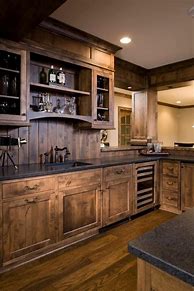 Image result for Dark Rustic Kitchen Cabinets